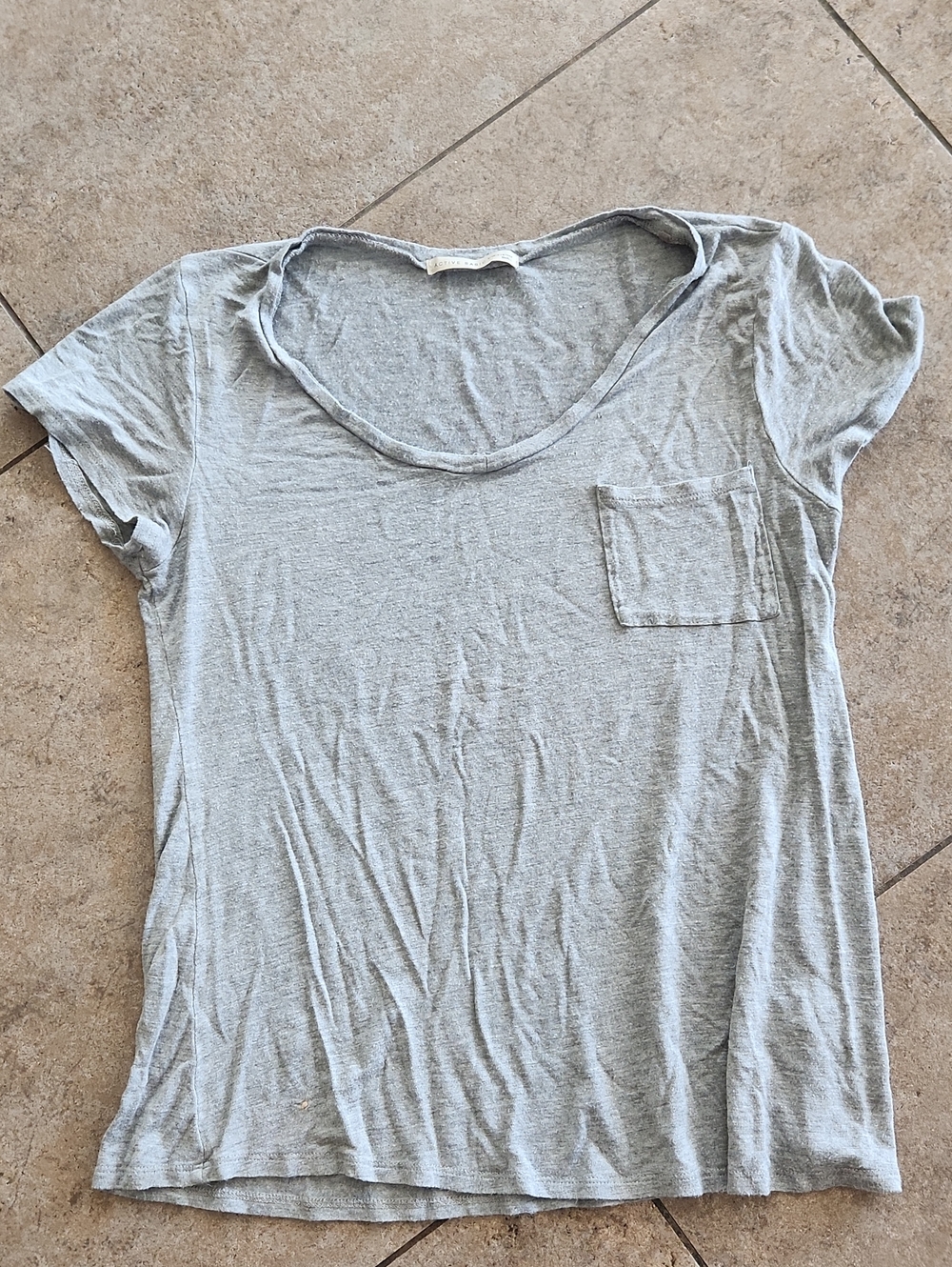 Active Basic... Light Grey Scoop Neck Pocket Tee
